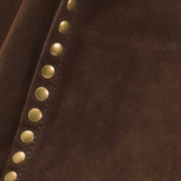 MARLON Made In Italy Suede Studded Slouchy Tote - Picture 4 of 5